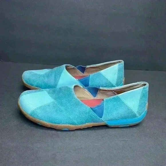 Twisted X Driving Moccasin Women's Patchwork Blue Suede Leather Slip On size 10m - Picture 7 of 8